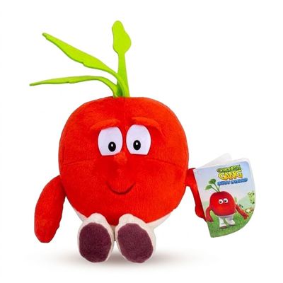 une tomate farcie qui tient un livre dans la main