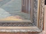 a picture of a painting of a man walking down the street