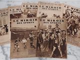 several old french newspaper covers of a group of men and women