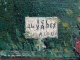 a painting of a street sign on the side of a building
