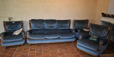 Jacques COULON, Made in France - CANAPE et suite de trois FA…