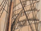 une image représentant un dessin d'un grand voilier sur l'eau