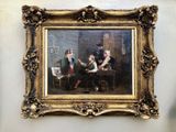 an image of a painting of a family playing a game of cards