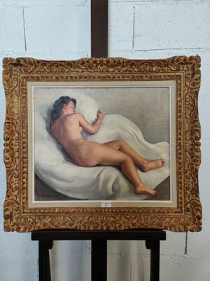 une peinture représentant une femme nue allongée sur un lit