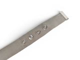 a close up of a watch strap on a white surface