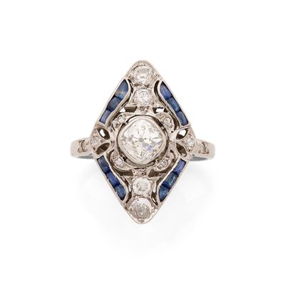 bague art déco en diamant et saphir