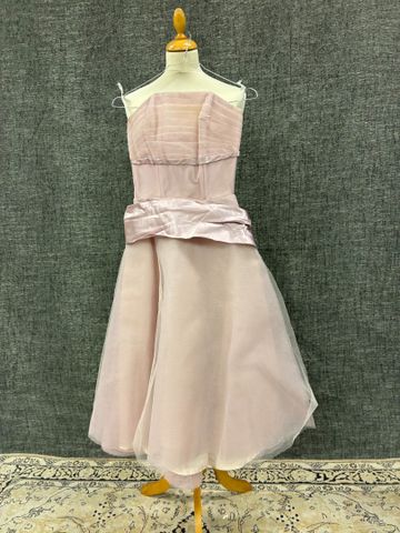 VINTAGE – Robe bustier en satin et tulle rose, fait main. Taille ...