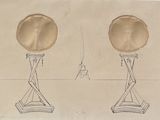 drawing of a pair of lamps sitting on top of a table