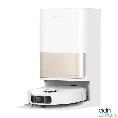 an image of a robotic vacuum cleaner on a white surface