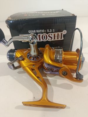 a close up of a fishing reel with a box in the background
