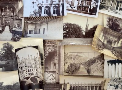 de nombreuses photos anciennes d'un bâtiment et d'une horloge