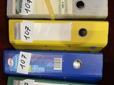 three binders are stacked on top of each other on a table