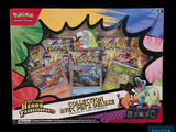 a box of pokemon trading cards on display in a store