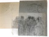 un dessin représentant un groupe de personnes sur une feuille de papier