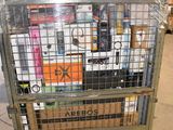 a cart full of assorted items in a warehouse