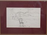 dessin représentant une personne assise sur une chaise à la plage