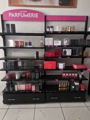 a lot of cosmetics on the shelves in the store