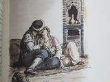 a drawing of a man sitting on the ground next to a woman