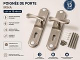 paire de poignées de porte en acier inoxydable avec vis et boulons