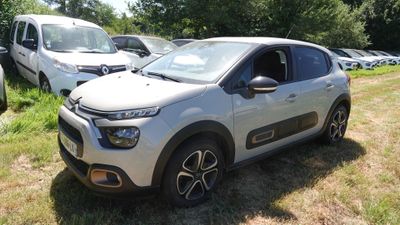 une petite voiture blanche garée dans l'herbe à côté d'autres voitures