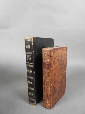 deux vieux livres posés l'un à côté de l'autre sur une surface grise