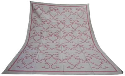 Inde, tapis Dhurrie en coton à décor entrelacs stylisés, rou…