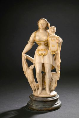 an image of a statue of a woman holding a shield and a shield