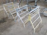 a lot of metal frames that are sitting on the ground