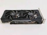 a close up of a graphics card on a white surface