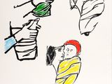 drawings of a man holding a baby and a woman holding a baby