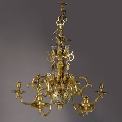 Lustre en laiton à six bras de lumière, six bras intercalair…