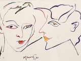 tableau représentant une femme et un homme qui se regardent