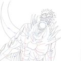 esquisses d'un dessin représentant un homme avec un dragon sur le dos