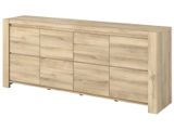 le buffet est en bois et comporte quatre tiroirs