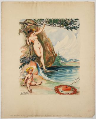 une image représentant un tableau où l'on voit une femme et un enfant sur la plage