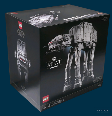 une boîte contenant une maquette d'un AT-AT de Star Wars