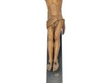 wooden crucifix with jesus on the cross on a white background