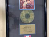 a framed picture of a record and a cd on the wall