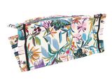 an image of a multicolored floral cosmetic bag on a white background