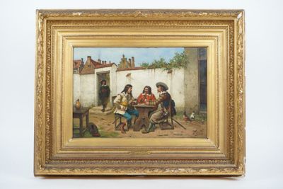 une image d'un tableau représentant un groupe de personnes assises autour d'une table