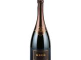 a bottle of krug champagne on a white background