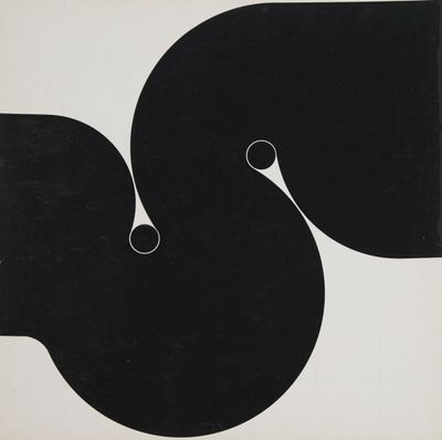 une image représentant une peinture en noir et blanc sur laquelle figurent des cercles