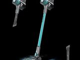 a close up of two vacuums on a black background