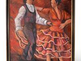 painting of a man and a woman dancing in a flamenco dress