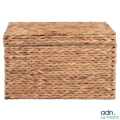 boîte de rangement en osier tressé avec couvercle