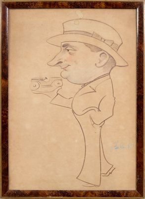 Béla Kàdàr (1877-1956) Caricature d'homme à la voiture Paste…
