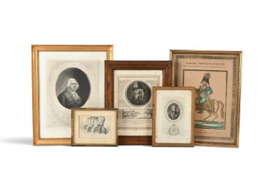 several framed and unframed portraits of men and women