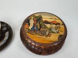 a cup and saucer sitting on a table next to a plate