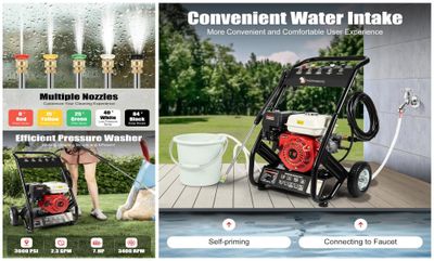 Nettoyeur haute pression thermique 7 HP, 3000 PSI, 5 buses, …