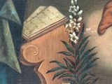 a painting of a vase with flowers in it on a table